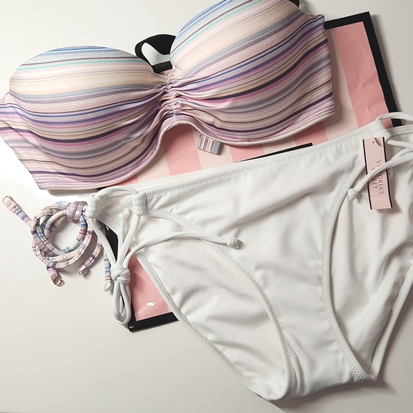 Victoria's Secret Bandeau Bikini - Top size 34C + size small bottoms - Picture 2 of 7